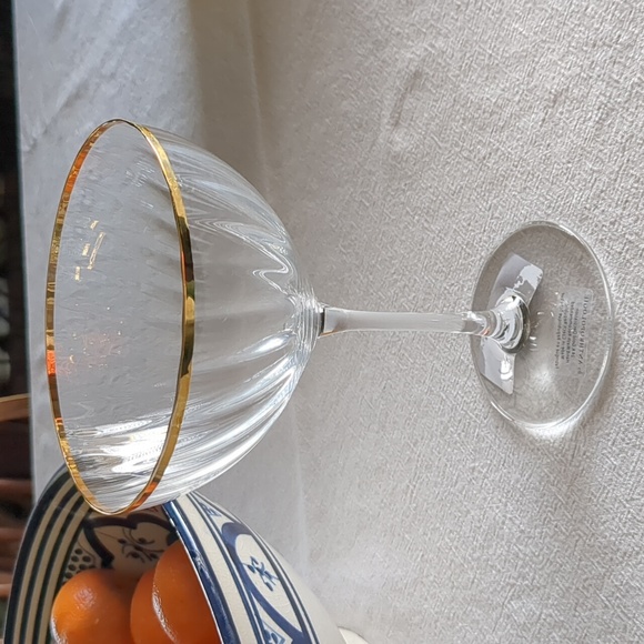 Anthropologie Clear \ Gold Waterfall Coupe Glasses, Set of 2 - Picture 4 of 10